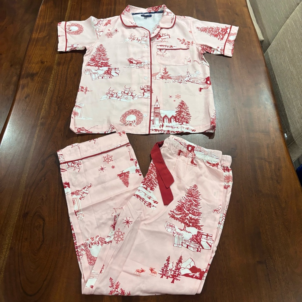 Katie Kime Holiday Toile Christmas Matching Pajama Pant Set Size Small Festive